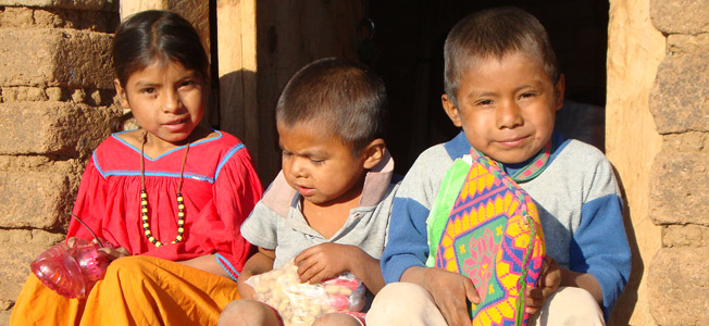 Huichol Indian children, Mexico